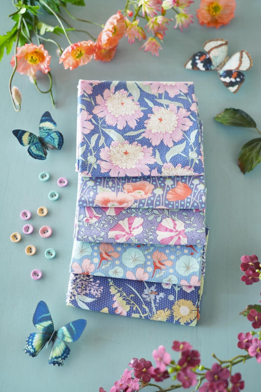 Tilda Patchwork Stoff Baumwolle - Gardenlife - Poppies Blue